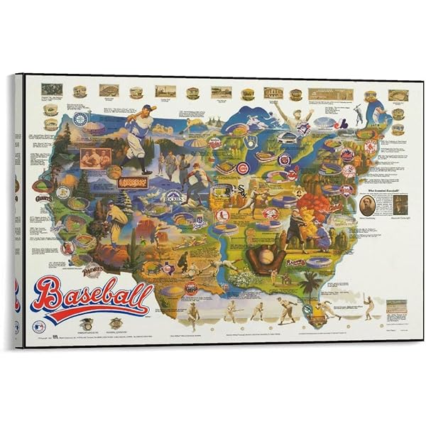 Amazon.co.jp: A4 額付き ポスター MLB メジャーリーグ MAP ドジャース